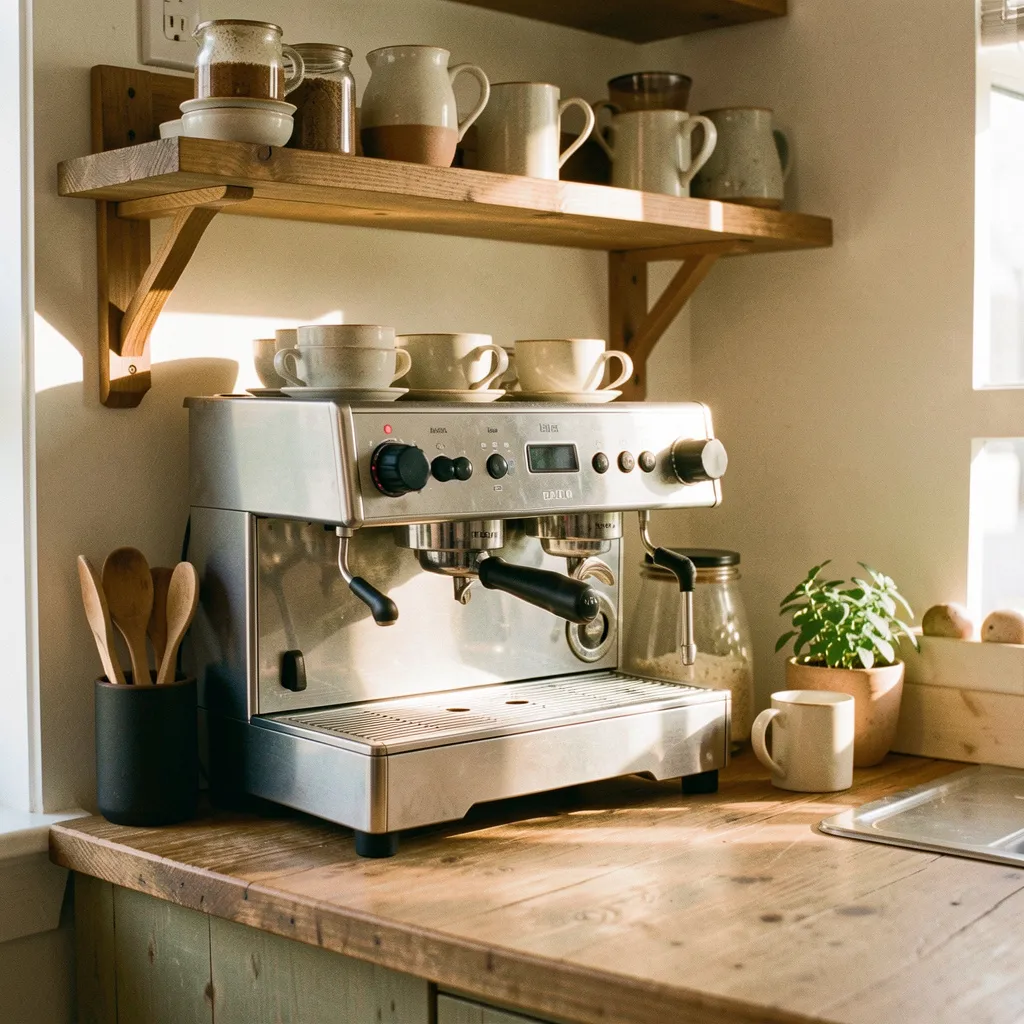 Coffee station with integrated task lighting