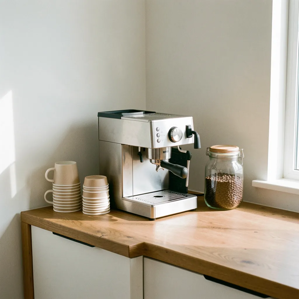 Minimalist coffee corner design approach