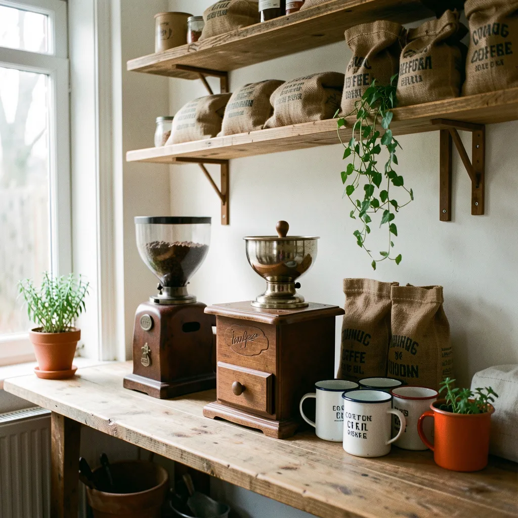 Built-in storage for coffee station accessories