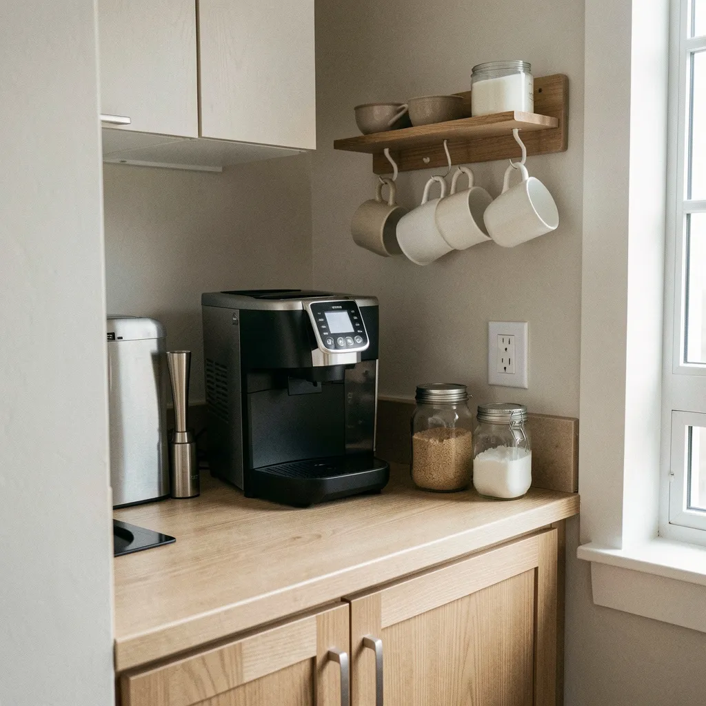 Organized coffee bean and tool storage