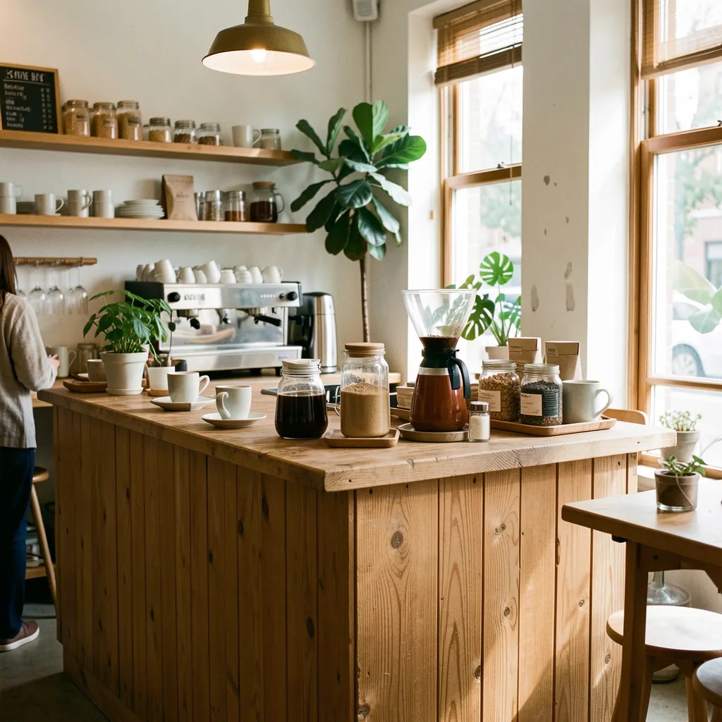 Organized coffee station with storage solutions